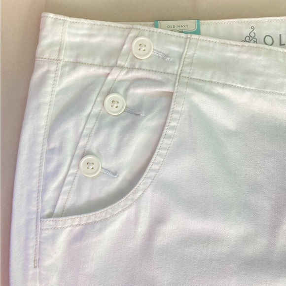 Old Navy White Denim Cotton Retro Flare Sailor Pants Jeans Side Button (Size 12) - Picture 3 of 13